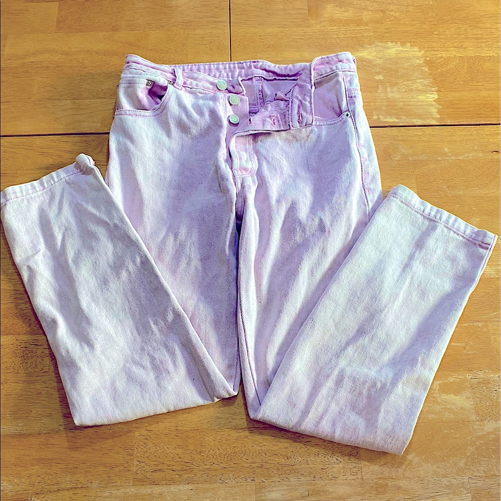 Sades high waisted lavender acid wash jeans